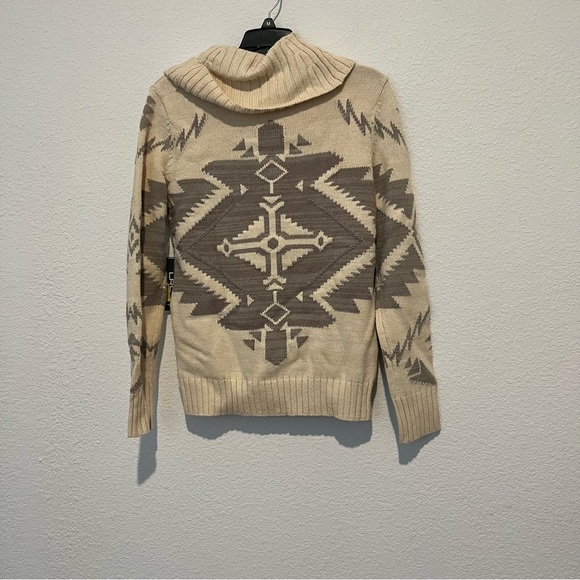 NWT LRL Lauren Ralph Lauren Southwestern Cowl Neck Sweater Cream Size Small - Picture 2 of 5